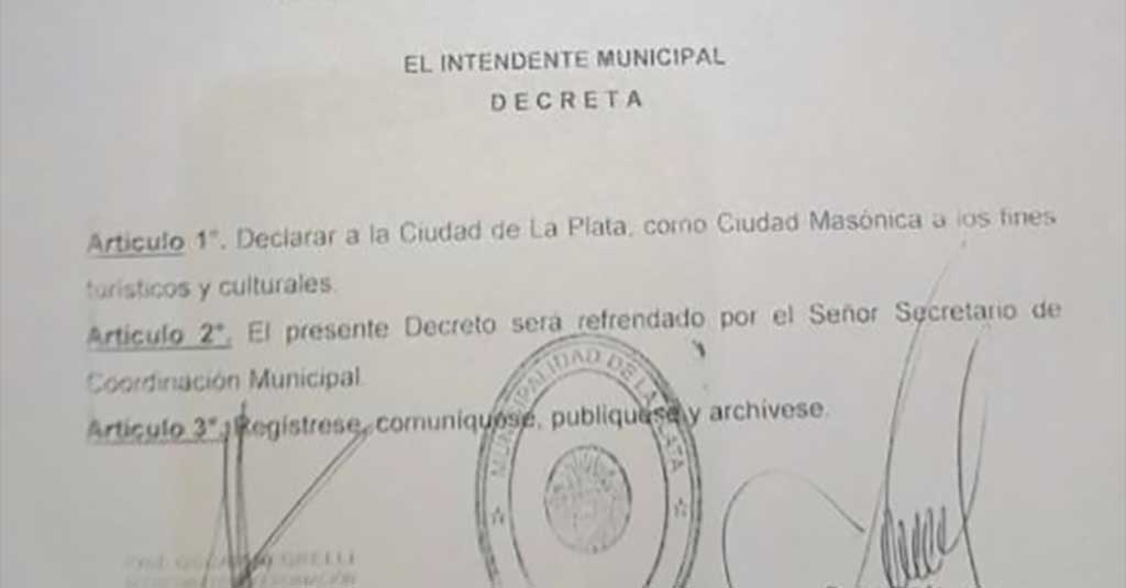 Lee más sobre el artículo ¡Se declaró La Plata como Ciudad Masónica!
