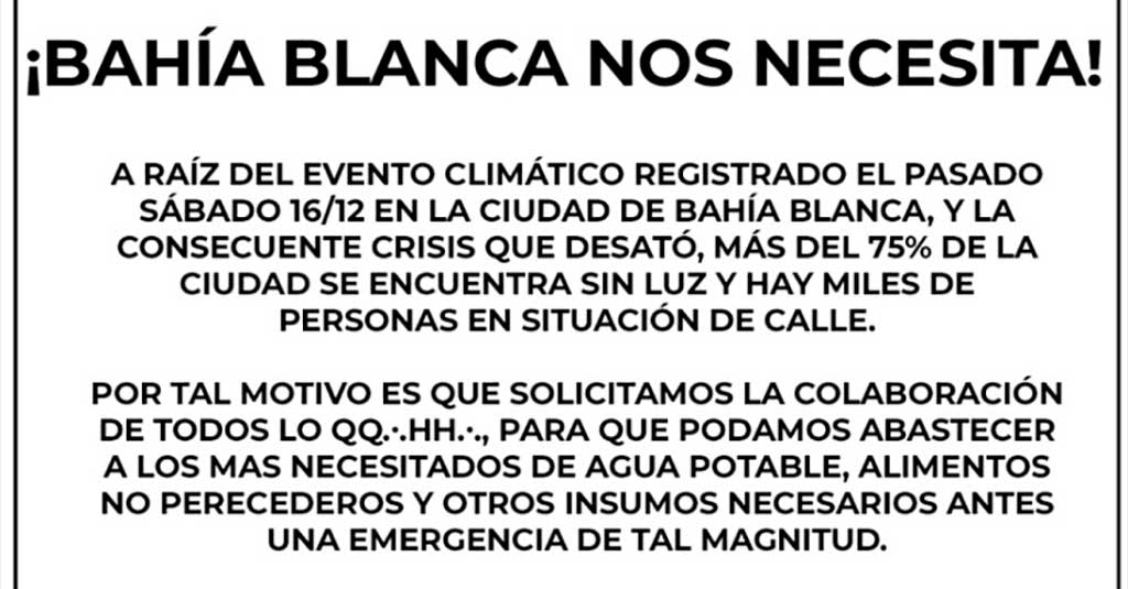 Lee más sobre el artículo La Masonería de Bahía Blanca se pone en acción